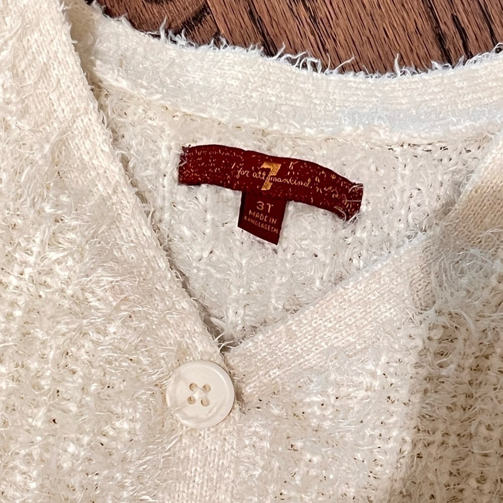 7 for all man kind fuzzy sweater 3T girls white - Picture 2 of 3